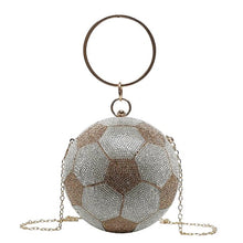 Load image into Gallery viewer, football rhinestone clutch purses evening bag gold and silver
