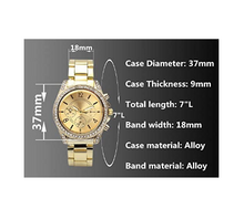 Load image into Gallery viewer, top plaza unisex gold fashion womens mens crystal accented analog quartz bracelet watch
