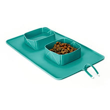 Load image into Gallery viewer, EasyPets &#39;RollaBowl&#39; Travel Portable Roll Up Double Dog Bowls and Pet Feeding Mat for Home, Walks or Camping. For Cats and Dogs.
