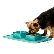 Load image into Gallery viewer, EasyPets &#39;RollaBowl&#39; Travel Portable Roll Up Double Dog Bowls and Pet Feeding Mat for Home, Walks or Camping. For Cats and Dogs.
