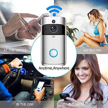 Load image into Gallery viewer, wireless wifi video doorbell camera ring door bell video, home monitoring ir night vision wireless doorbell for ios&amp;android (silver+battery)
