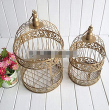 Load image into Gallery viewer, hanging decorations hot gold bird cage decoration hand-made candle lantern vintage metal candle bird cages moroccan lanterns wedding decor 2017 new
