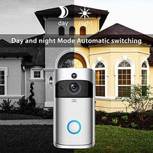 Load image into Gallery viewer, wireless wifi video doorbell camera ring door bell video, home monitoring ir night vision wireless doorbell for ios&amp;android (silver+battery)
