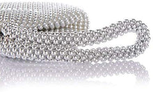Load image into Gallery viewer, silver diamante crystal bride clutch purse pouch girl evening bag prom wristlet
