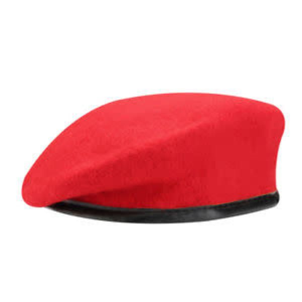 red wool beret cap - 58cm (adjustable)