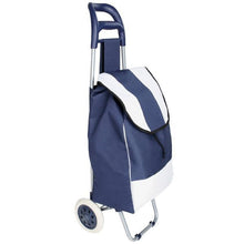 Load image into Gallery viewer, shopping lightweight aluminium trolley - navy blue and white
