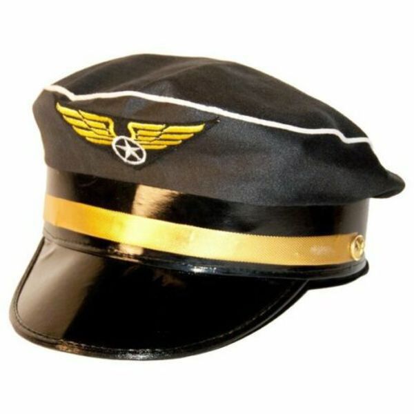 black captain pilot party hat for men and women