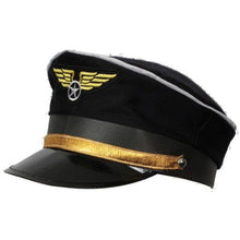 Load image into Gallery viewer, black captain pilot party hat for men and women
