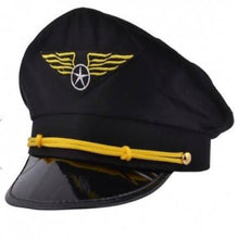 Load image into Gallery viewer, black captain pilot party hat for men and women
