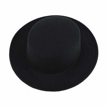 Load image into Gallery viewer, flat-top round fedora panama hat-black

