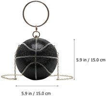 Load image into Gallery viewer, round basketball evening bag for women shaped purse crossbody dazzling clutch ring handle
