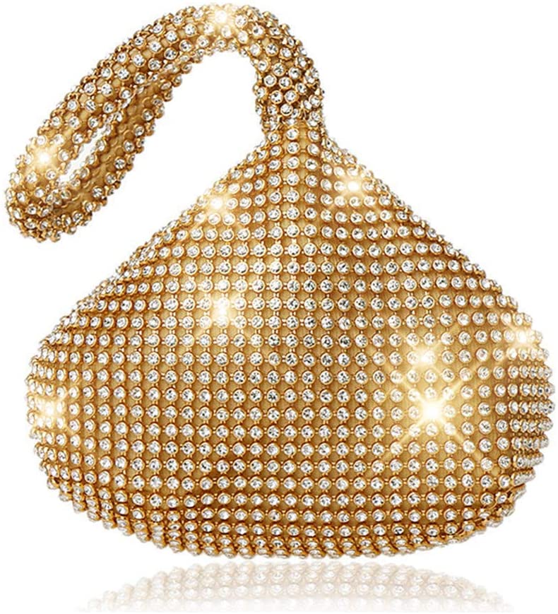 gold clutch purses for women evening bag triangle design full rhinestones party wedding purse clutch bag mini size
