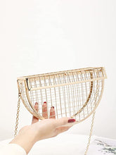 Load image into Gallery viewer, women&#39;s personality features semicircular geometric evening bag shoulder horizontal bag  clutch cage bag
