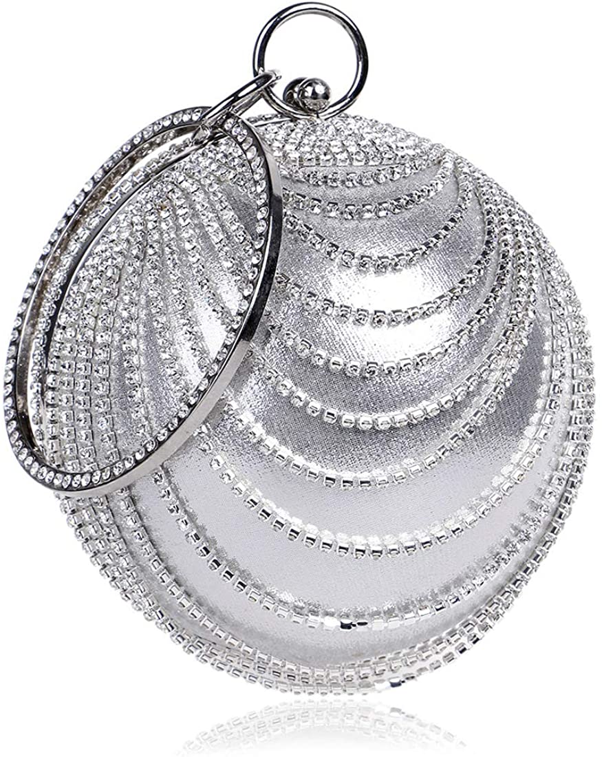 women's ball shape crystal evening clutch purse wedding party handbags