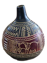 Load image into Gallery viewer, tanzanian large engraved gourd calabash
