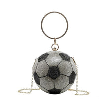 Load image into Gallery viewer, football rhinestone clutch purses evening bag black and silver
