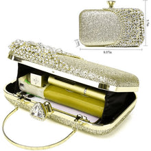 Load image into Gallery viewer, womens luxury sparkly rhinestone sequin glitter bag clutch evening handbag shoulder bags purse for wedding bridal party prom
