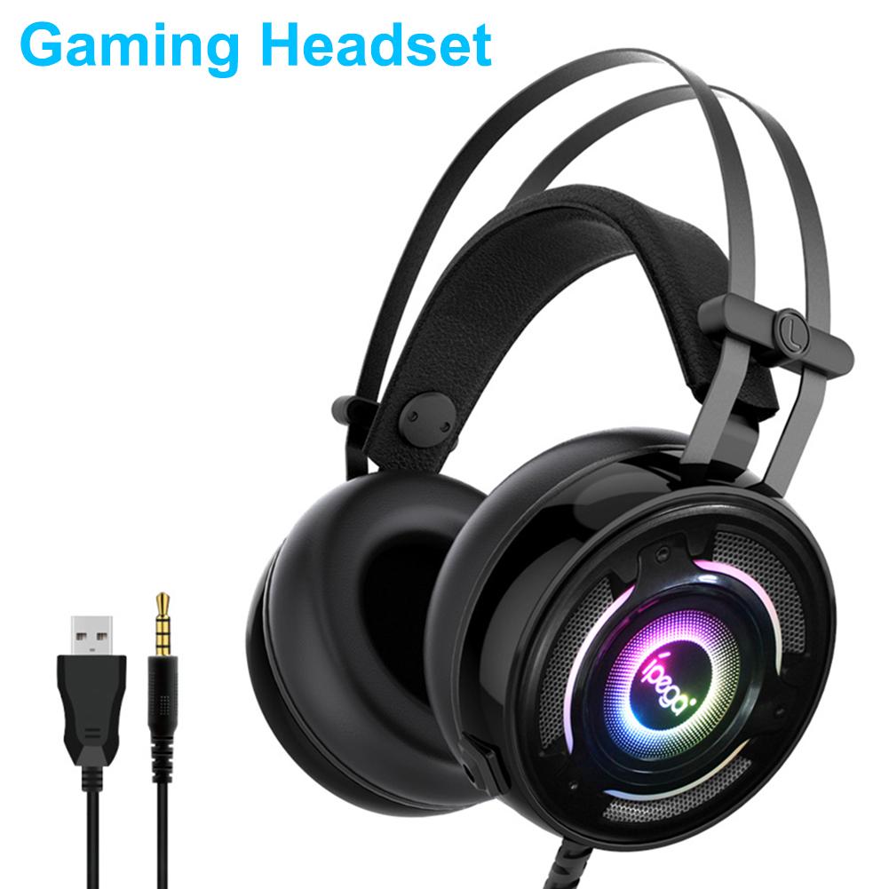 ipega pg-r008 wired gaming headphone 50mm speaker 3.5mm audio & usb plugs with mic headset for pc console gaming