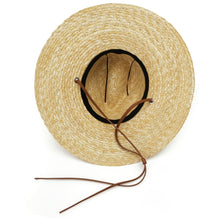 Load image into Gallery viewer, new wheat woven summer straw hat for women leather chin strap wide brim panama crown beach sun hat wind lanyard
