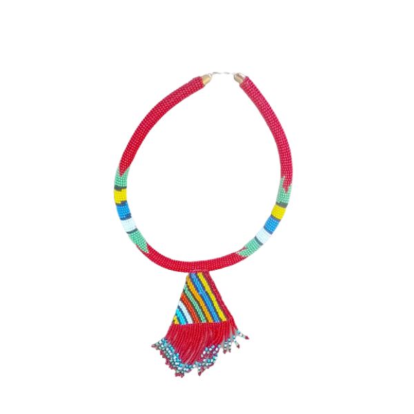 red elegant zulu kenyan beaded women necklace glass beads