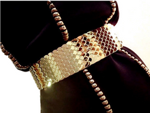 Load image into Gallery viewer, Gold Silver Wide Elastic Waistband Personality Punk Metal Belt for Women Fashion Dress
