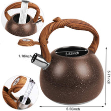 Load image into Gallery viewer, tea kettle stovetop, teapots, stainless steel tea pot with anti-hot wood pattern handle for stove top,induction cooktop water kettle teakettle for all heat resources
