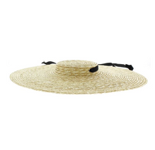 Load image into Gallery viewer, Women Wide Brim Flat Vintage Boater Straw Hat
