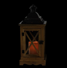 Load image into Gallery viewer, Rustic Wooden Lantern with Brown Metal Top Candle with Timer
