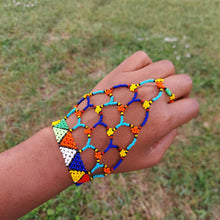Load image into Gallery viewer, Beaded Zulu glove/bracelet. Tribal Jewelry. Zulu women jewelry
