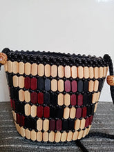 Load image into Gallery viewer, African wooden beads crossbody bag, African small bag, Beaded handbag, African woven bag, Summer bag, Mom gift, Woven shoulder bag
