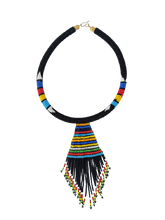Load image into Gallery viewer, black elegant zulu kenyan beaded women necklace glass beads
