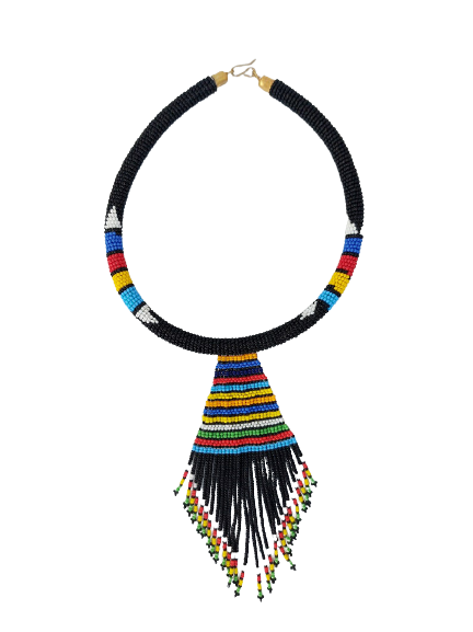 black elegant zulu kenyan beaded women necklace glass beads
