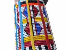 Load image into Gallery viewer, Authentic Multicoloured African Tribal Beaded Maasai Ethnic Cluster Cuff Bangle Bracelet
