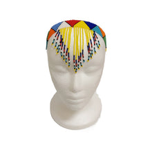 Load image into Gallery viewer, multi coloured tassel beaded zulu choker. tribal tassel headband yellow
