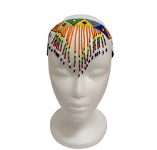 Load image into Gallery viewer, multi coloured tassel beaded zulu choker. tribal tassel headband orange
