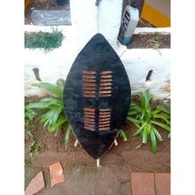 Load image into Gallery viewer, zulu african traditional cultural shield, african warrior hat, african warrior shield and hat made of cowhide (ihawu)
