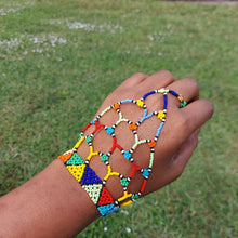 Load image into Gallery viewer, Beaded Zulu glove/bracelet. Tribal Jewelry. Zulu women jewelry.
