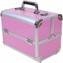 Load image into Gallery viewer, large professional aluminium makeup pink cosmetic suit carry case
