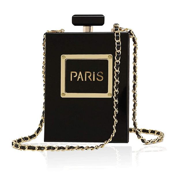 paris perfume shaped black bag purses clutch evening bag