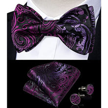 Load image into Gallery viewer, Men&#39;s Silk Cufflinks And Pocket Square Bow Tie Set
