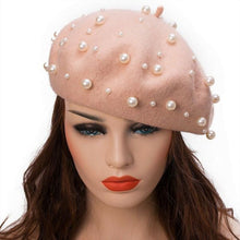 Load image into Gallery viewer, winter pearl beret hat for women
