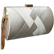 Load image into Gallery viewer, women tassel clutch ladies evening bag-silver

