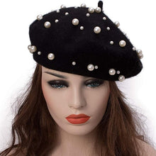 Load image into Gallery viewer, winter pearl beret hat for women
