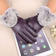 Load image into Gallery viewer, leather mitten winter gloves for women in purple
