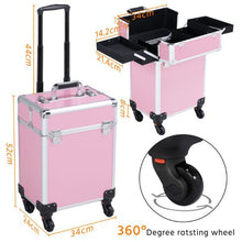 Load image into Gallery viewer, professional 2 in 1 extra large makeup cosmetics trolley in pink
