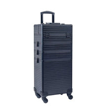 Load image into Gallery viewer, 4 in 1 black metallic professional makeup trolley case for artists
