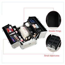 Load image into Gallery viewer, extra large silver makeup box travel jewelry organizer case

