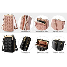 Load image into Gallery viewer, Women&#39;s Mobile Phone Shoulder Bag with Wallet for Hanging Leather Mobile Phone Bag with Card Slots, Small Women&#39;s Crossbody Shoulder Bag for Mobile Phone iPhone 11 Pro Max iPhone 8 Plus
