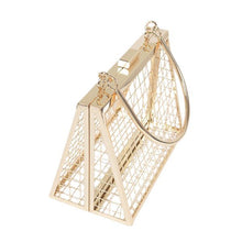 Load image into Gallery viewer, gold lady evening shoulder designer cage clutch evening bag
