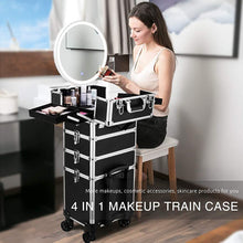 Load image into Gallery viewer, 4 in 1 professional makeup trolley nail technician vanity case train case
